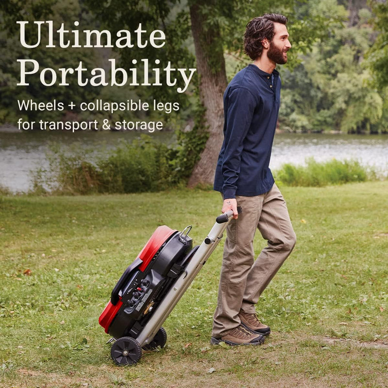 RoadTrip Portable Stand-Up Propane Grill With 3 Adjustable Burners And Instastart Ignition, 20,000 BTUs Of Power For Outdoor Cooking