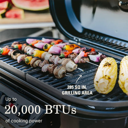 RoadTrip Portable Stand-Up Propane Grill With 3 Adjustable Burners And Instastart Ignition, 20,000 BTUs Of Power For Outdoor Cooking